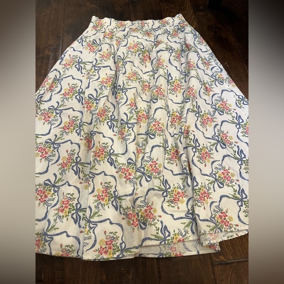 Vintage Pastel Bow Floral Maxi Skirt Cottagecore size Medium - Picture 7 of 8